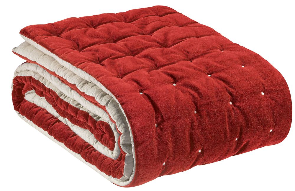 Linge de lit - Chemin de lit uni Elise Groseille 90 x 240 - MAISON VIVARAISE - SDE VIVARAISE WINKLER