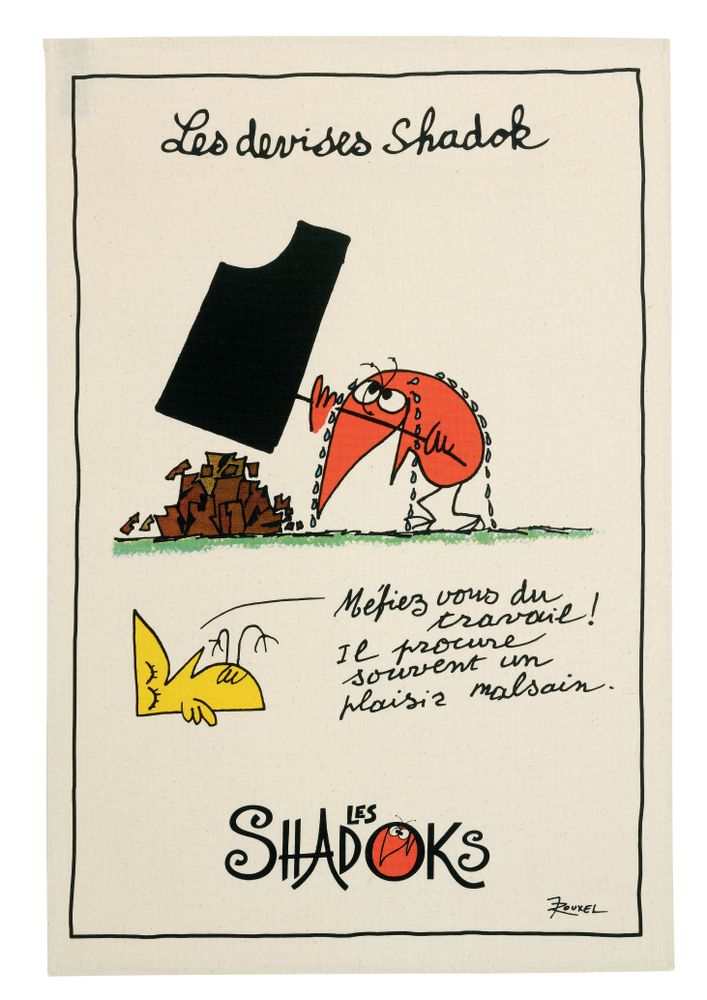 Torchons - Torchon Shadoks Le travail Ecru 48 x 72 - MAISON VIVARAISE - SDE VIVARAISE WINKLER