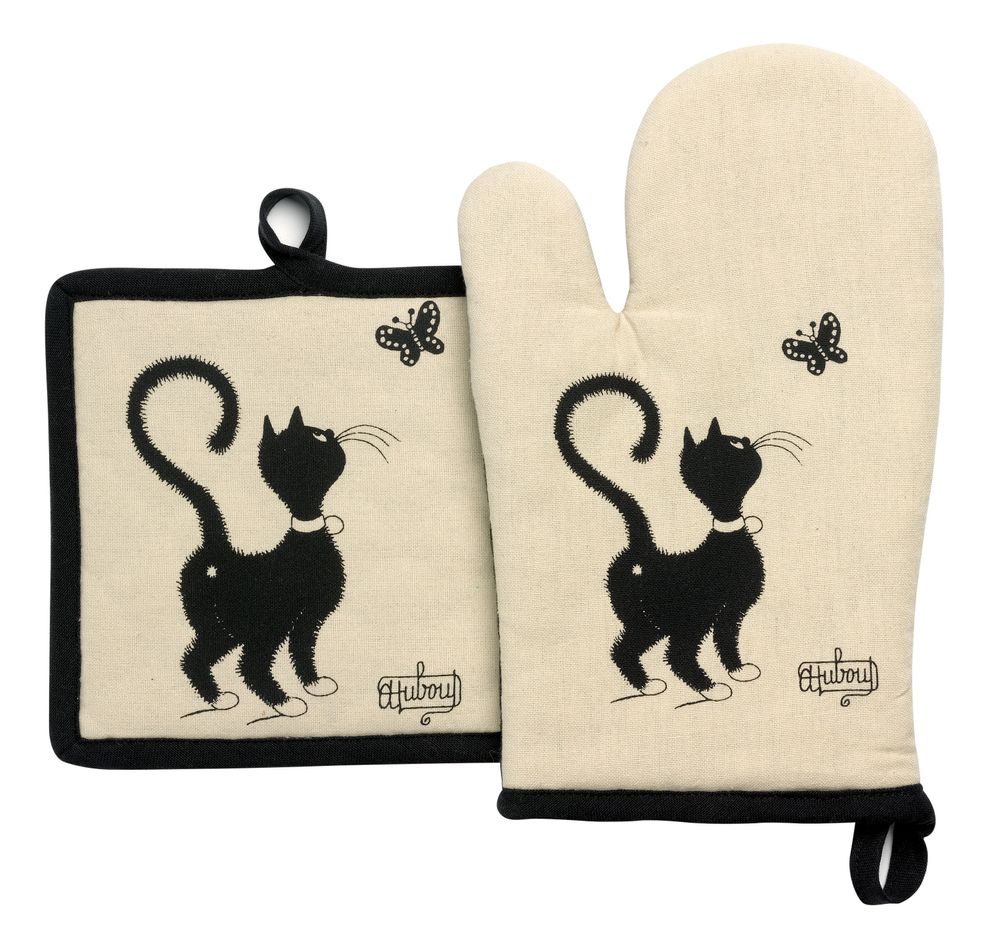 Potholders - Set/2 Glove+Potholder Dubout Chat Papil Beige 18 X 28 - MAISON VIVARAISE – SDE VIVARAISE WINKLER