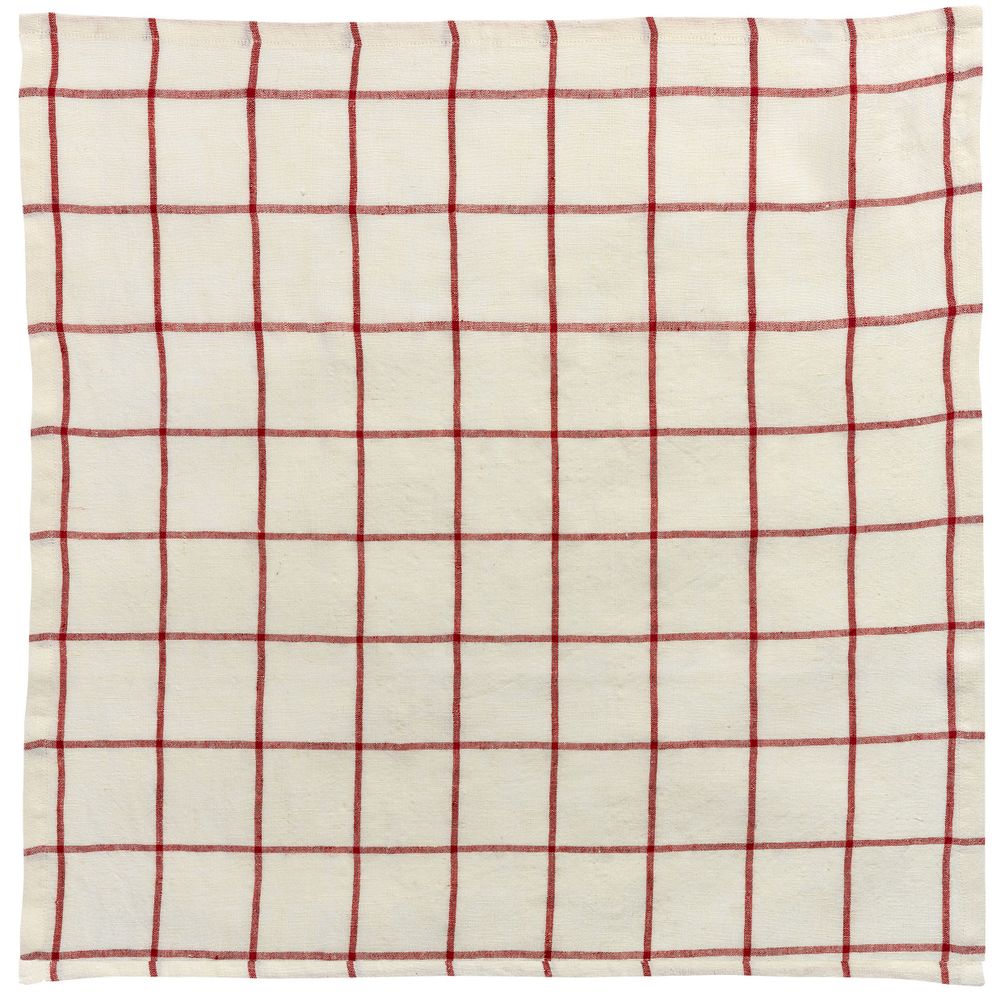 Serviettes - Serviette de table carreaux Karma Ecru/rouge 50 x 50 - MAISON VIVARAISE – SDE VIVARAISE WINKLER
