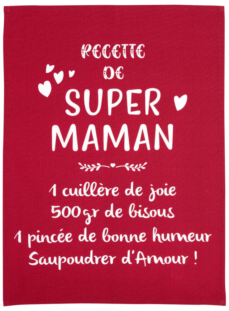 Dish towels - Kitchen Message Towel Super Maman Rouge 50 X 70 - MAISON VIVARAISE - SDE VIVARAISE WINKLER