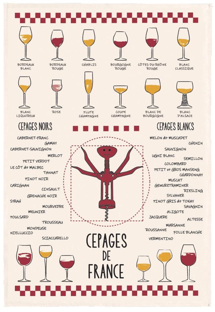 Dish towels - Kitchen Towel Vins Et Cepages Ecru 50 X 70 - MAISON VIVARAISE - SDE VIVARAISE WINKLER
