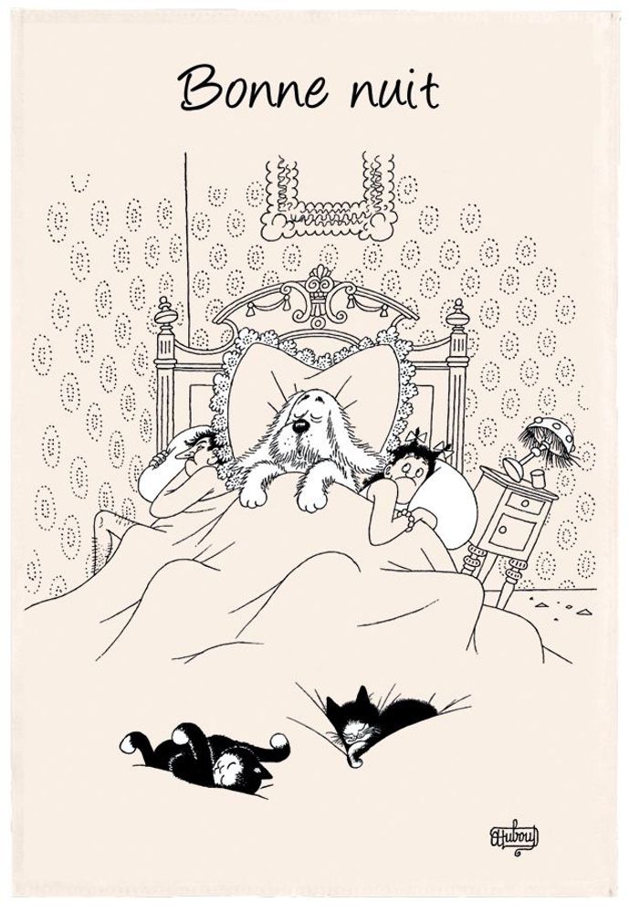 Dish towels - K-Towel Dubout Bonne Nuit Ecru 48 X 72 - MAISON VIVARAISE – SDE VIVARAISE WINKLER