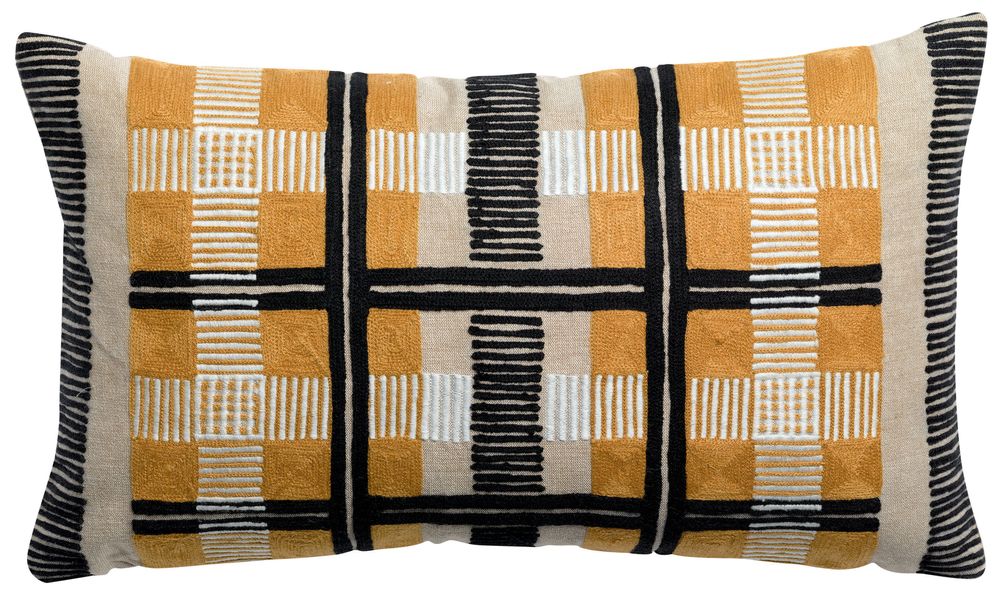 Cushions - Eden embroidered cushion Ocre 30 X 50 - MAISON VIVARAISE - SDE VIVARAISE WINKLER