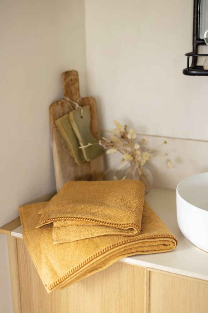 Bath towels - Bath Towel Bora Moutarde 70 X 130 - MAISON VIVARAISE – SDE VIVARAISE WINKLER