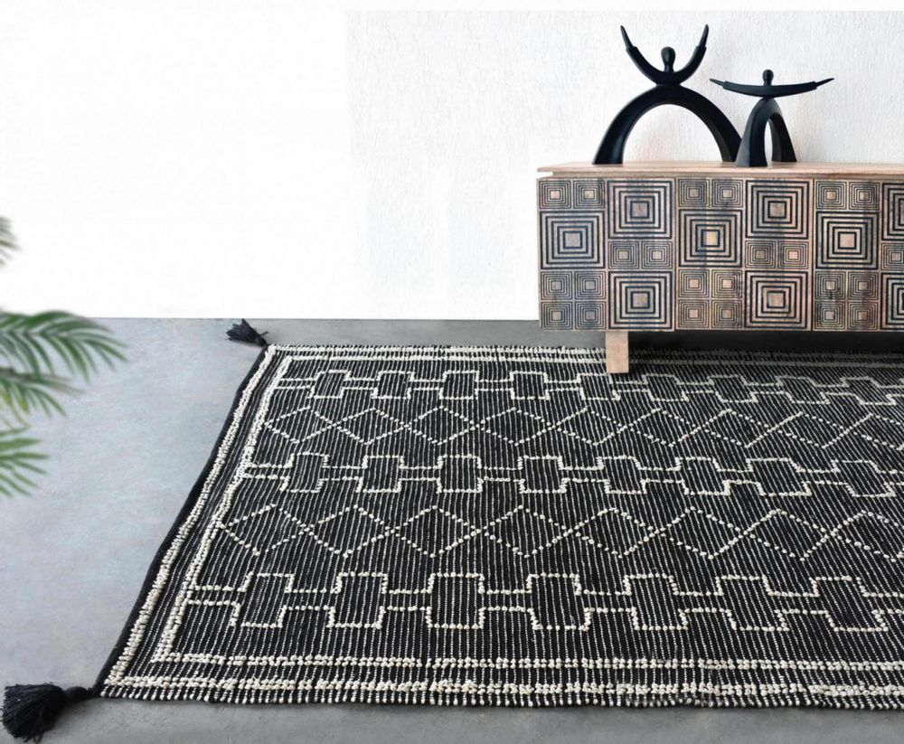 Tapis - Tapis Gimie Charbon/ivoire 120 x 180 - MAISON VIVARAISE - SDE VIVARAISE WINKLER