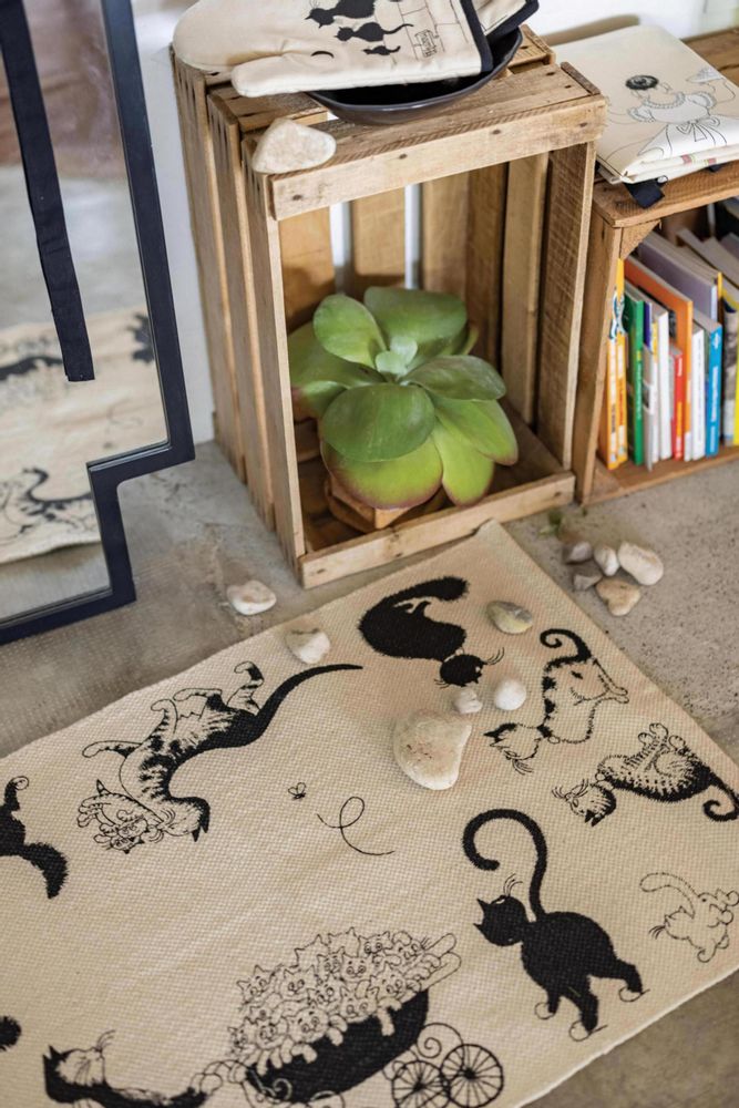 Tapis - Tapis Dubout Multi Chats Ecru 60 x 90 - MAISON VIVARAISE – SDE VIVARAISE WINKLER