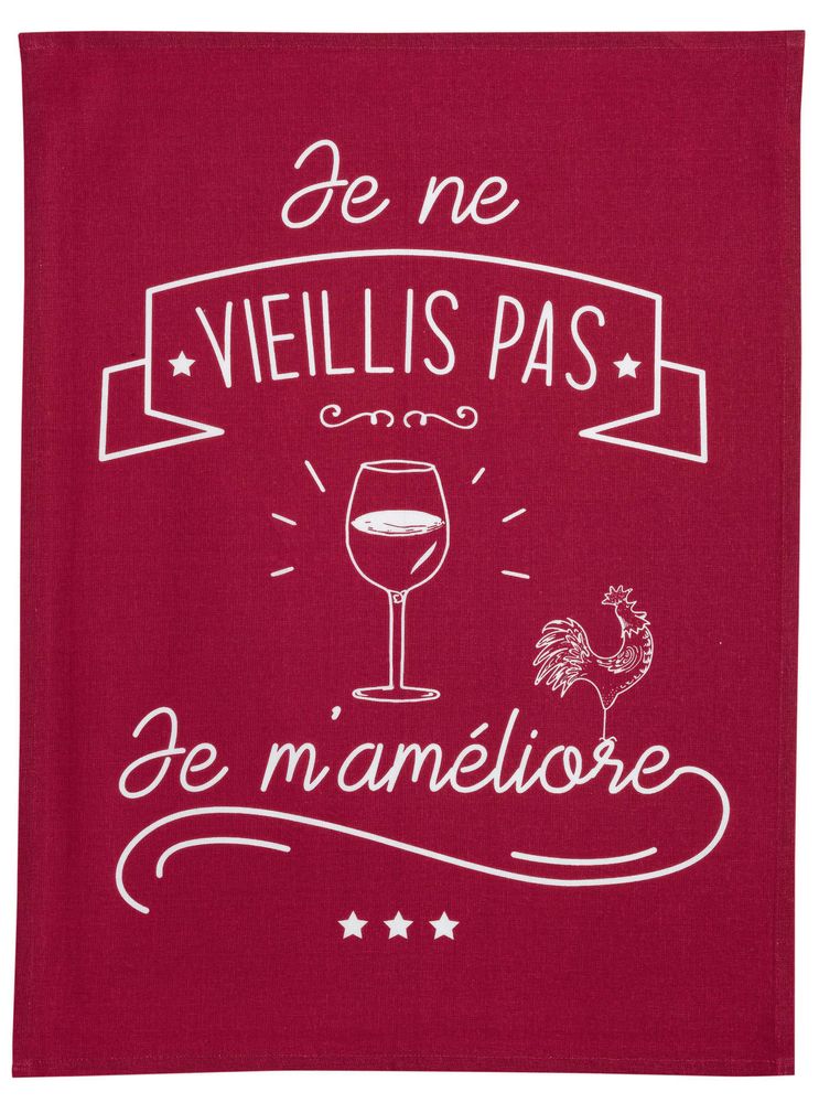 Dish towels - Kitchen Towel Je M'Ameliore Rouge 70 X 50 - MAISON VIVARAISE - SDE VIVARAISE WINKLER