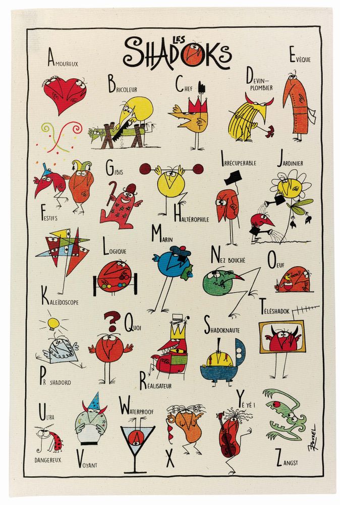 Dish towels - Kitchen Towel Shadoks Abecedaire Ecru 48 X 72 - MAISON VIVARAISE – SDE VIVARAISE WINKLER