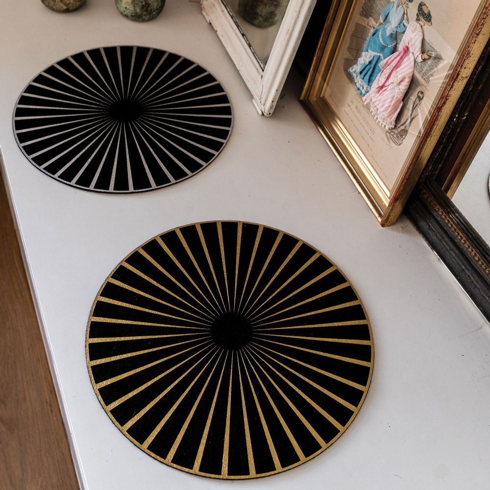 Placemats - Felt Placemat Raini Noir/Or Diameter 40 - MAISON VIVARAISE - SDE VIVARAISE WINKLER