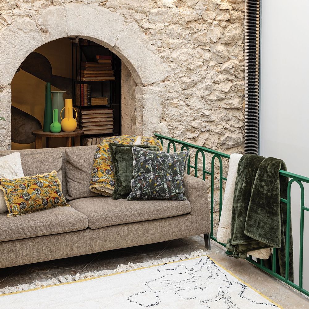 Cushions - Cushion Niki Velvet Fougere 45 X 45 - MAISON VIVARAISE - SDE VIVARAISE WINKLER
