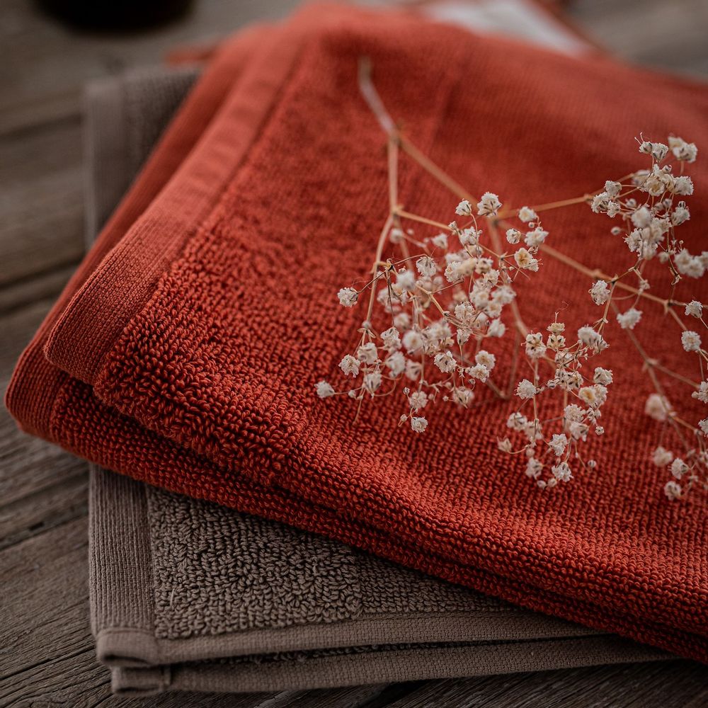 Tea towel - Kitchen Towel Terry W/Eyelet Curl Terracotta 50 X 50 - MAISON VIVARAISE – SDE VIVARAISE WINKLER