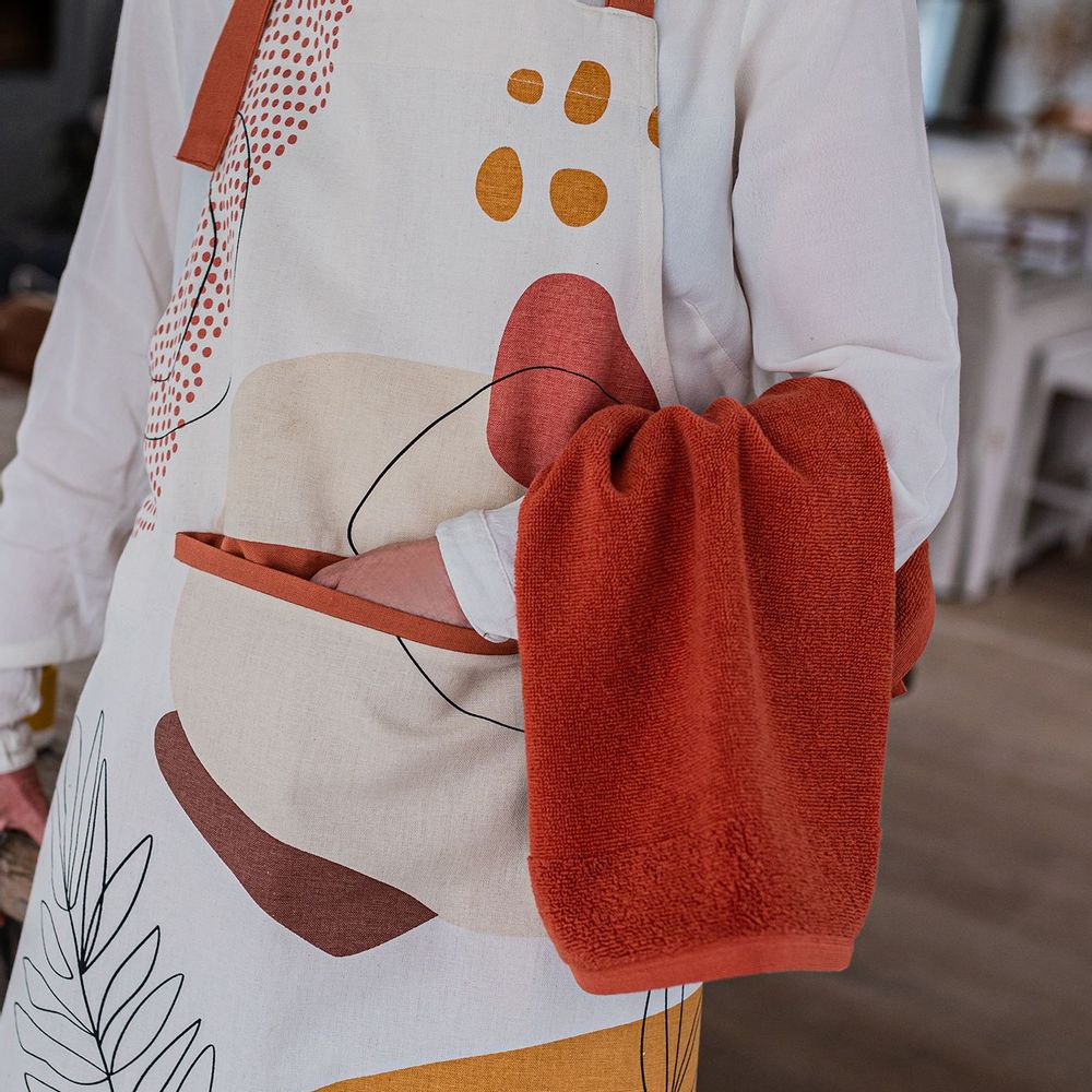 Tea towel - Kitchen Towel Terry W/Eyelet Curl Terracotta 50 X 50 - MAISON VIVARAISE – SDE VIVARAISE WINKLER