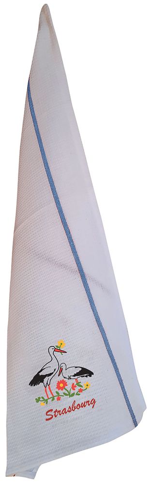 Torchons - Torchon nid d'abeilles brodé Blom Strasbourg Blanc/bleu 50 x 70 - MAISON VIVARAISE - SDE VIVARAISE WINKLER