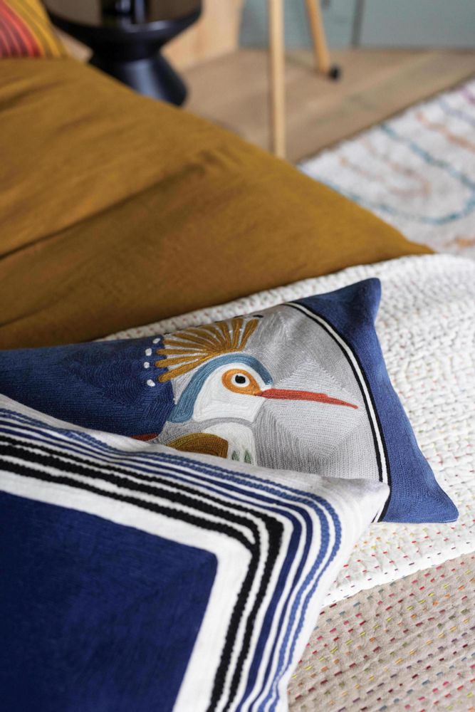 Coussins - Coussin brodé Cassie Marine 30 x 50 - MAISON VIVARAISE - SDE VIVARAISE WINKLER