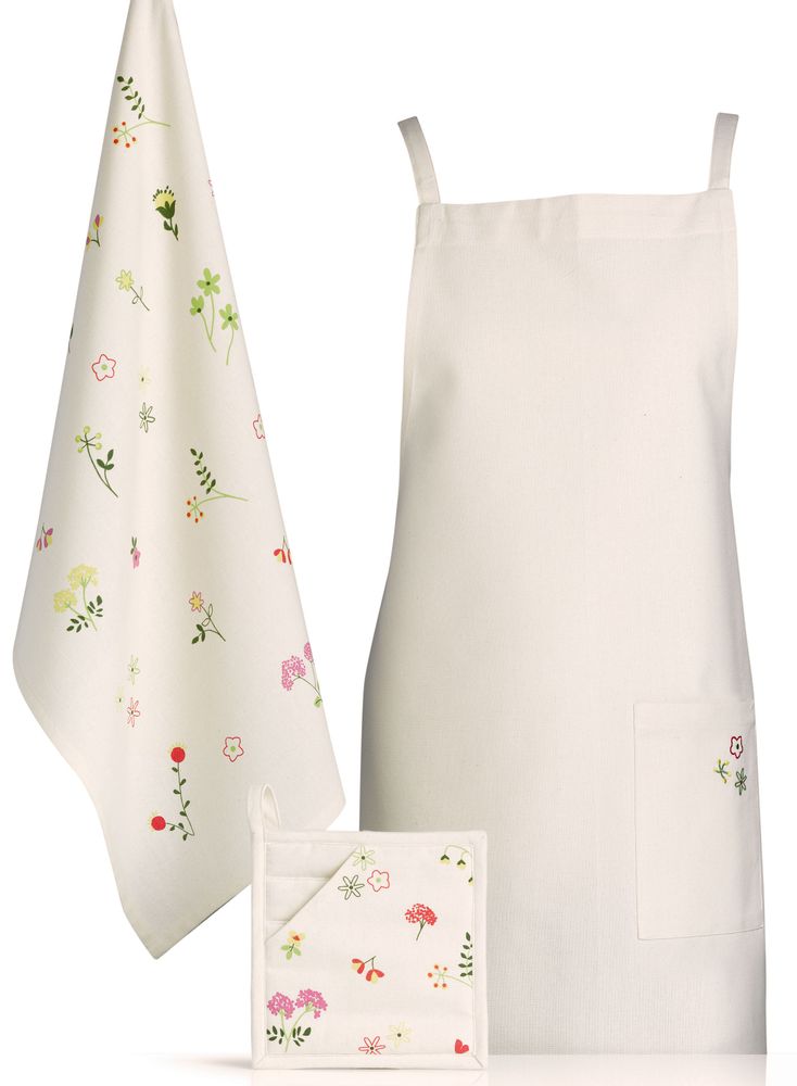 Aprons - Recycled Gardenia kitchen apron Écru 110 X 80 - MAISON VIVARAISE - SDE VIVARAISE WINKLER
