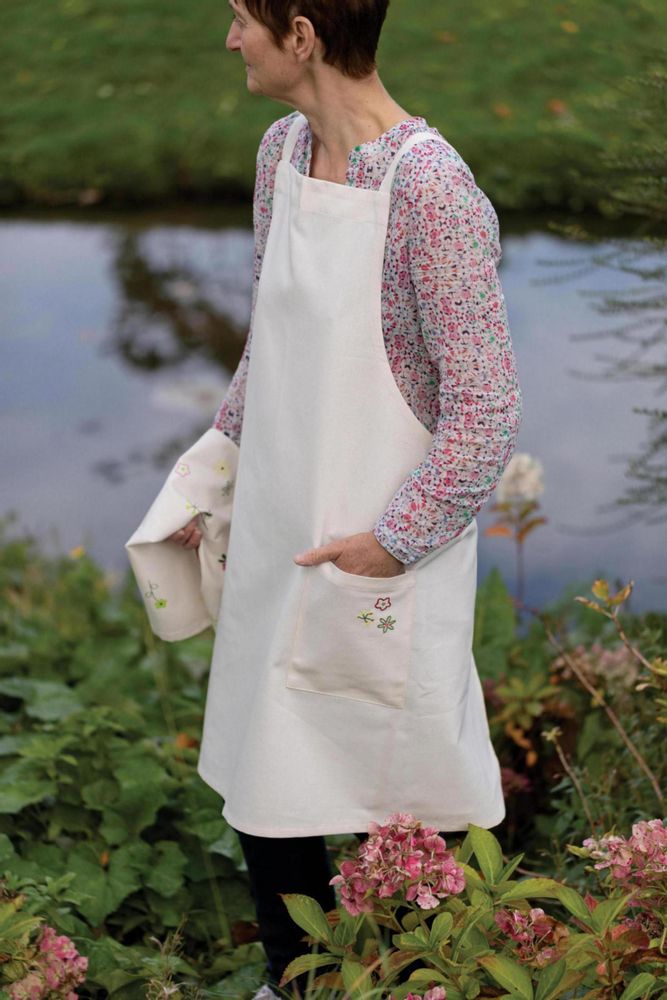 Aprons - Recycled Gardenia kitchen apron Écru 110 X 80 - MAISON VIVARAISE - SDE VIVARAISE WINKLER