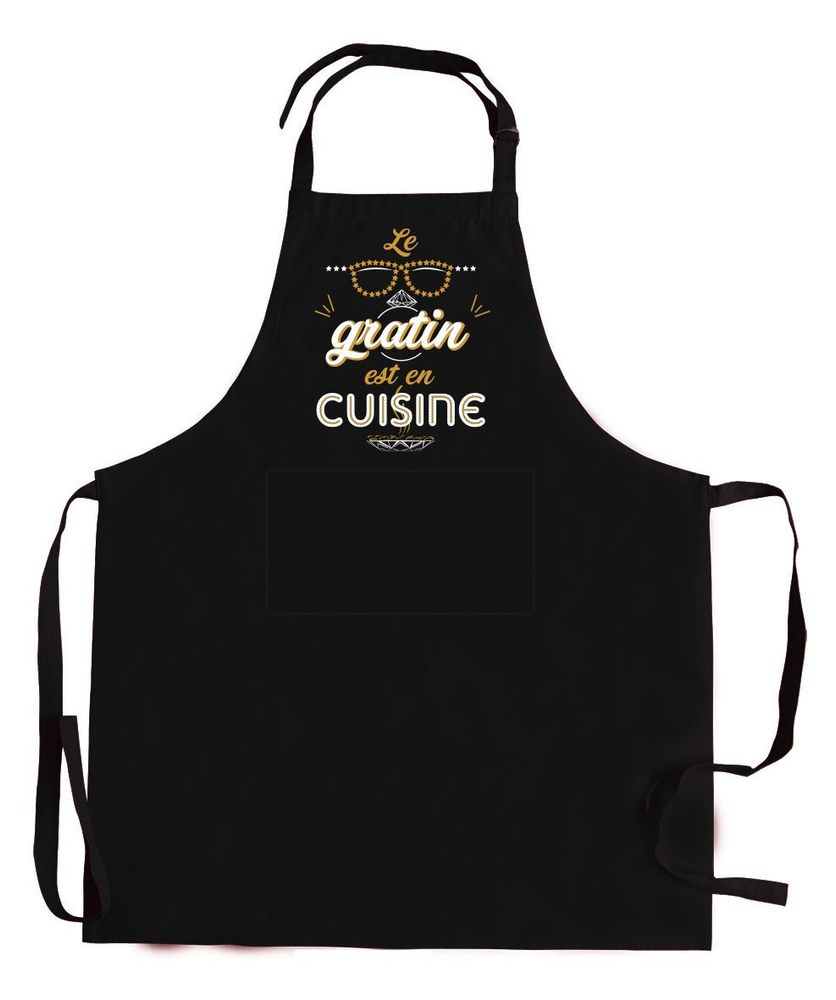 Aprons - Peps Apron With Pocket Le Gratin Noir 90 X 72 - MAISON VIVARAISE – SDE VIVARAISE WINKLER