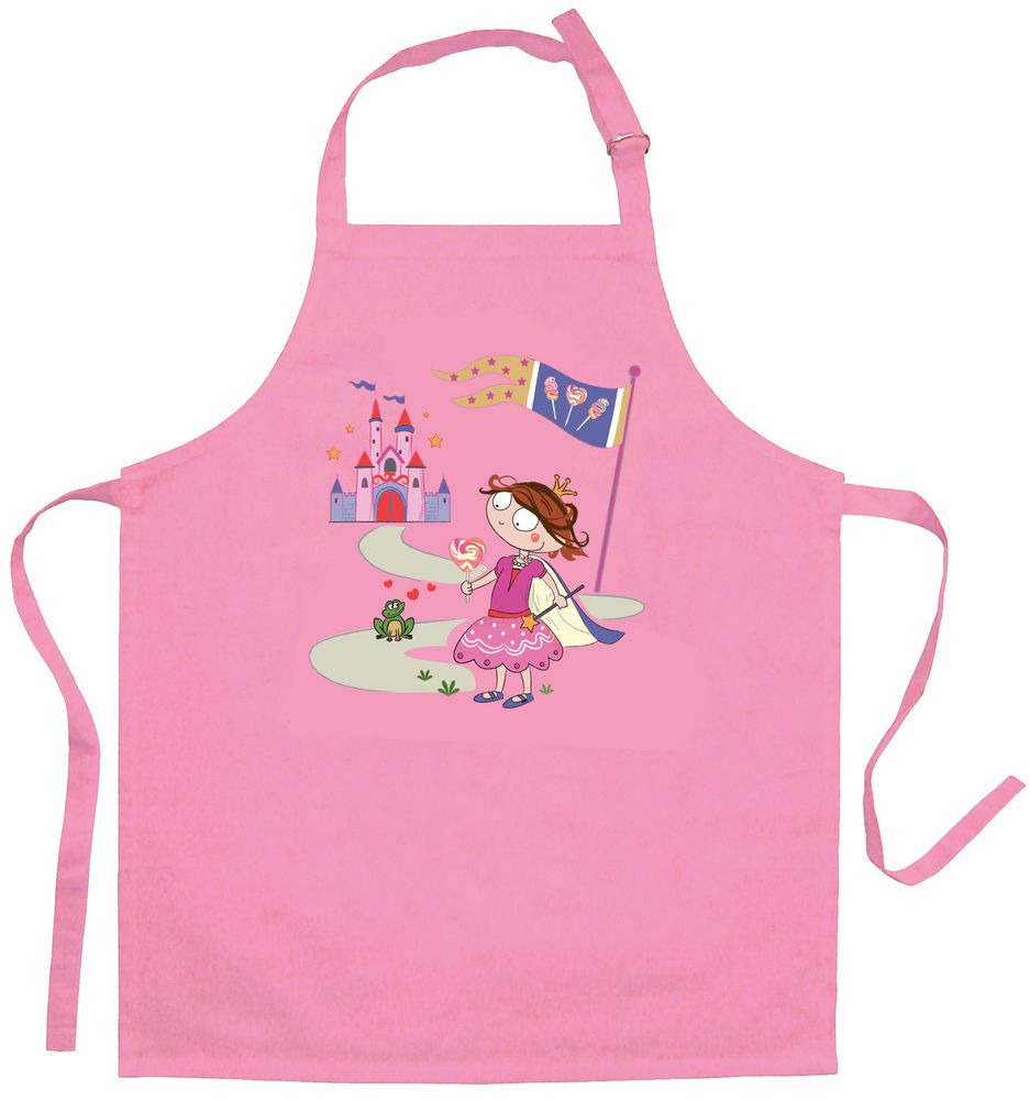 Aprons - Recycled Princess and Frog children's cooking apron Rose 52 X 63 - MAISON VIVARAISE - SDE VIVARAISE WINKLER