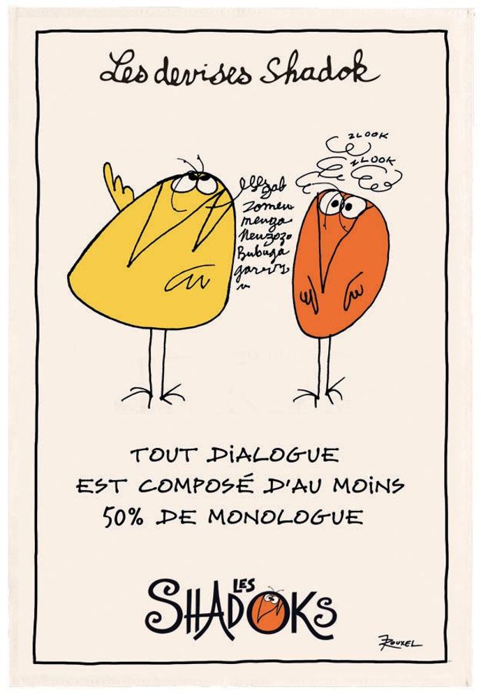 Dish towels - Shadoks Dialogue tea towel Écru 48 X 72 - MAISON VIVARAISE – SDE VIVARAISE WINKLER