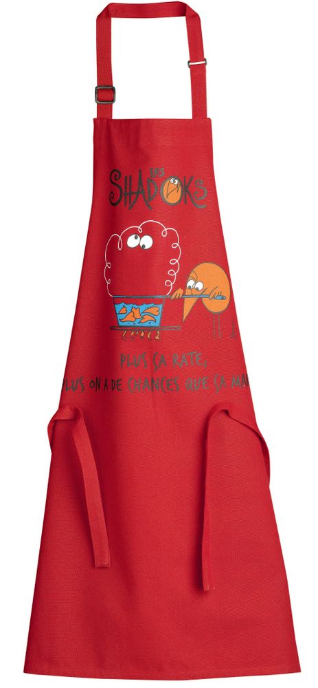 Tabliers de cuisine - Tablier de cuisine Shadoks Plus ça rate recyclé Rouge 72 x 90 - MAISON VIVARAISE – SDE VIVARAISE WINKLER