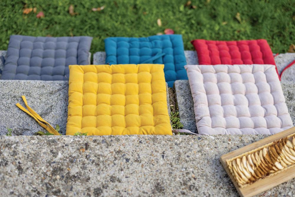 Chaises - Galette de chaise 36 points Zea recyclée Tournesol 38 x 38 x 3 cm - MAISON VIVARAISE – SDE VIVARAISE WINKLER