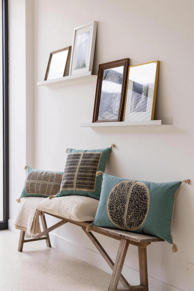 Cushions - Cushion Yael W/Emb Prusse 45 X 45 - MAISON VIVARAISE - SDE VIVARAISE WINKLER