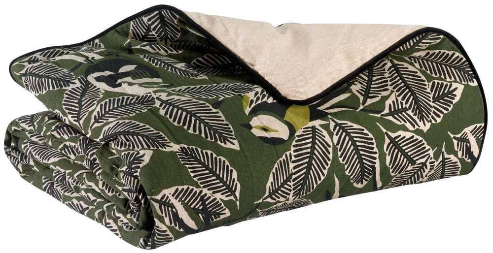 Bed linens - Zazu Chambray Quilt Olive 85 X 200 - MAISON VIVARAISE – SDE VIVARAISE WINKLER