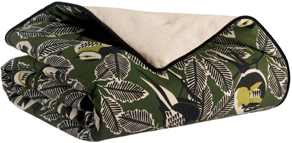 Throw blankets - Zazu Chambray blanket Olive 135 X 200 - MAISON VIVARAISE – SDE VIVARAISE WINKLER