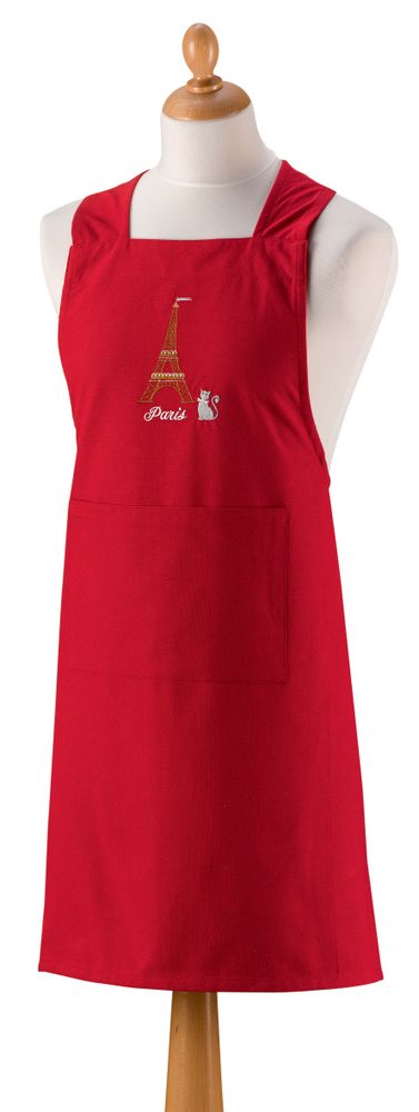 Tabliers de cuisine - Tablier de cuisine japonais recyclé Tour Eiffel Rouge 125 x 85 - MAISON VIVARAISE – SDE VIVARAISE WINKLER