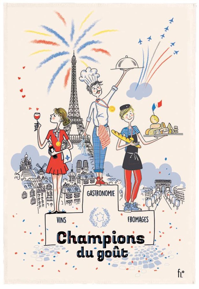 Torchons - Torchon Les champions du goût Ecru 48 x 72 - MAISON VIVARAISE – SDE VIVARAISE WINKLER