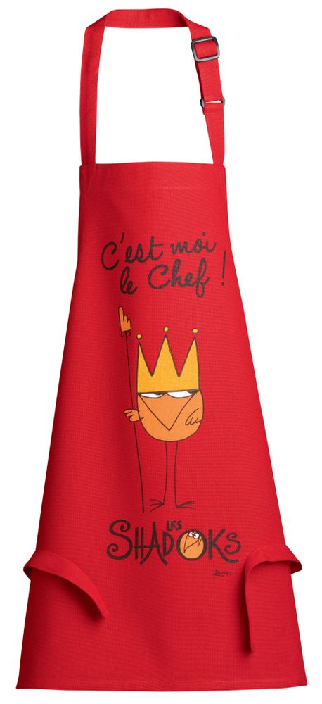 Tabliers de cuisine - Tablier de cuisine enfant Shadok Roi Chef Rouge 52 x 63 - MAISON VIVARAISE – SDE VIVARAISE WINKLER