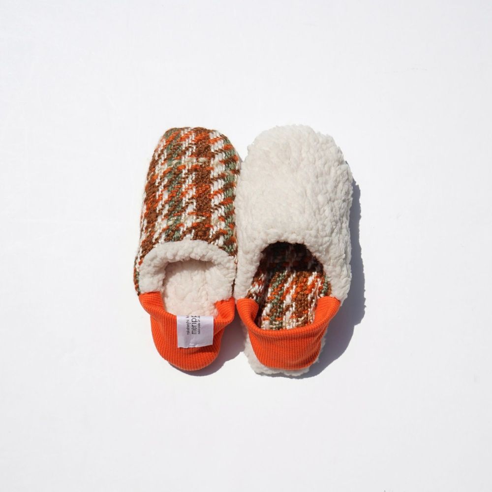 Homewear textile - Grand bateau à carreaux en tweed x mouton - MERIPPA