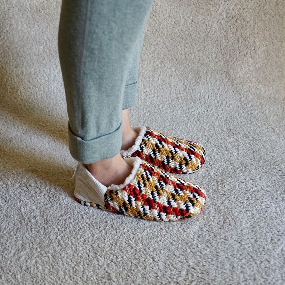 Homewear textile - Grand bateau à carreaux en tweed x mouton - MERIPPA