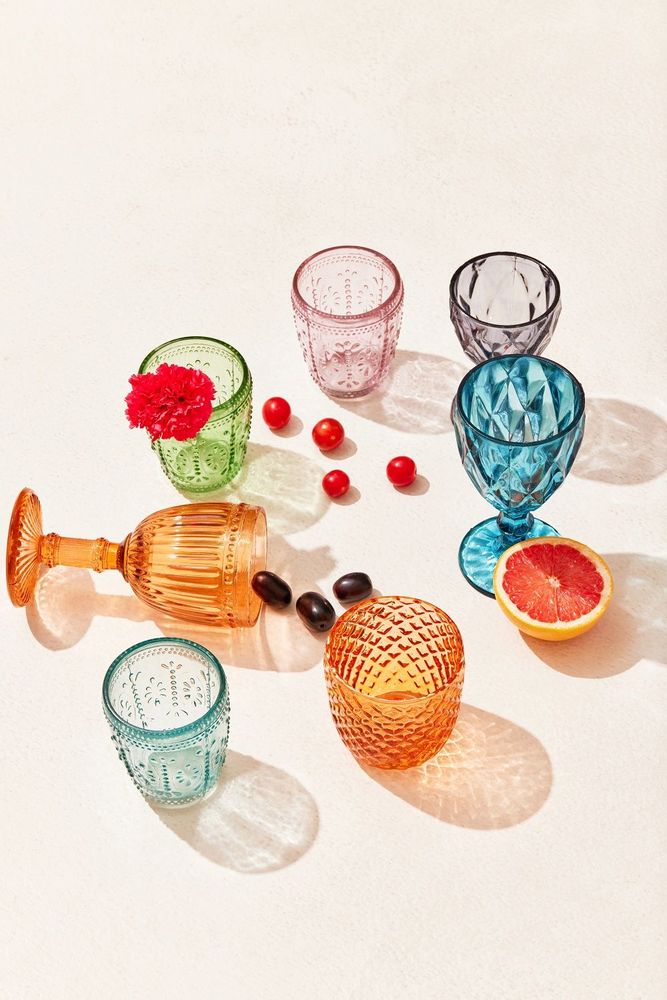 Glass - Vintage Crystal Coloured Drinking Glass - CASA AMAROSA