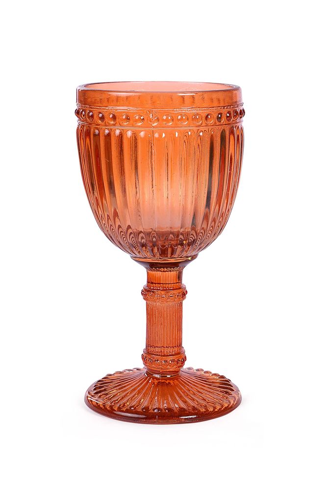 Glass - Vintage Crystal Coloured Footed Ribbed Wine Glass Big - CASA AMAROSA