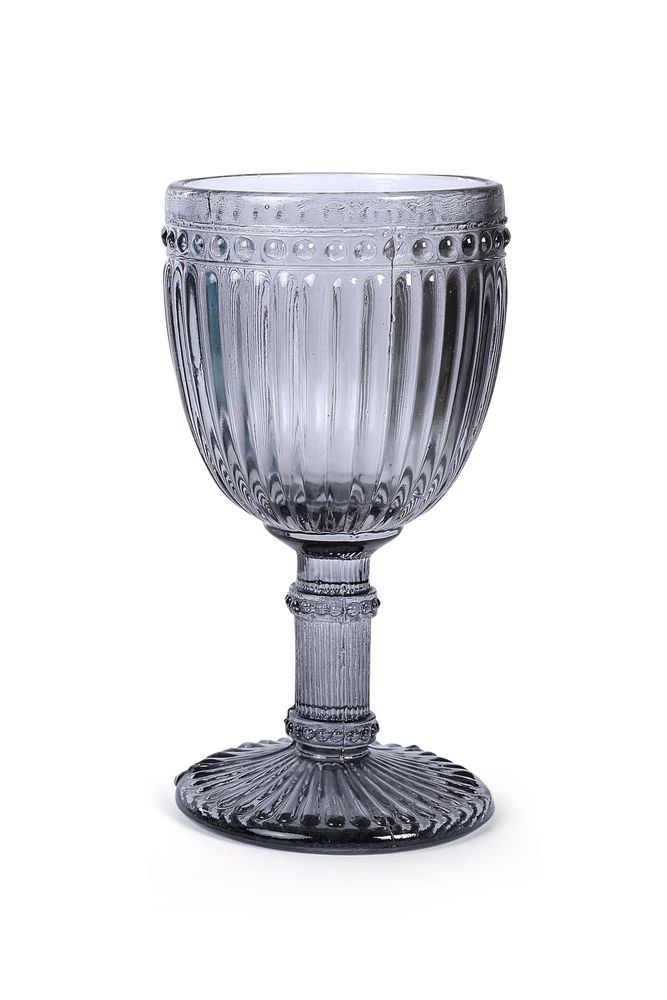 Glass - Vintage Crystal Coloured Footed Ribbed Wine Glass Big - CASA AMAROSA