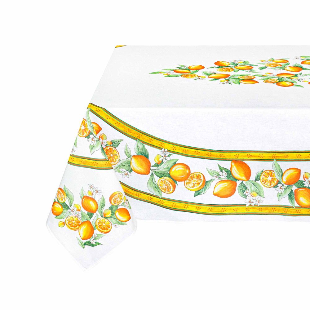 Table linen - Centered Printed Tablecloth - Citron - TISSUS TOSELLI