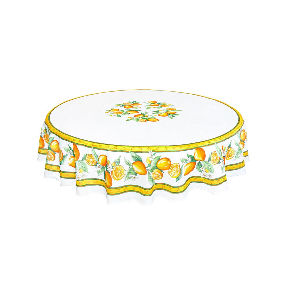 Table linen - Centered Printed Tablecloth - Citron - TISSUS TOSELLI