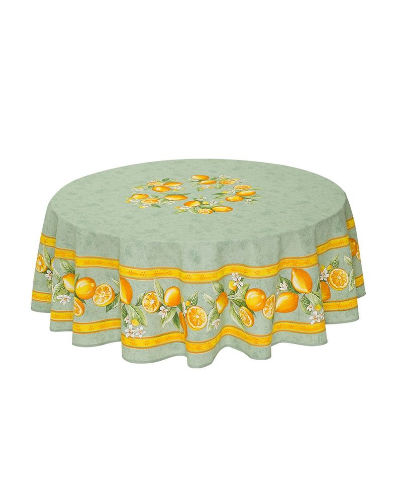 Table linen - Centered Printed Tablecloth - Citron - TISSUS TOSELLI