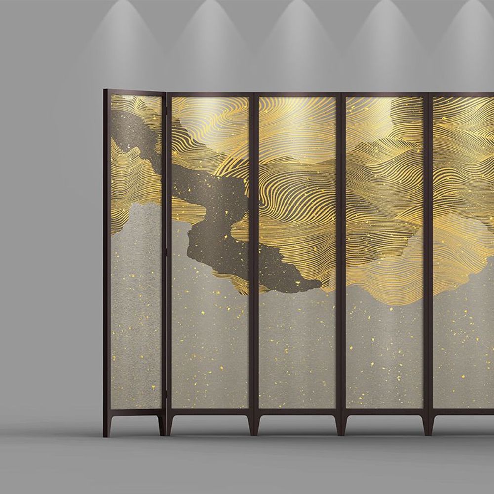 Decorative objects - Fluid gold screen - HUNDREDICRAFTS