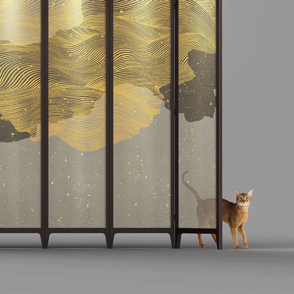 Decorative objects - Fluid gold screen - HUNDREDICRAFTS