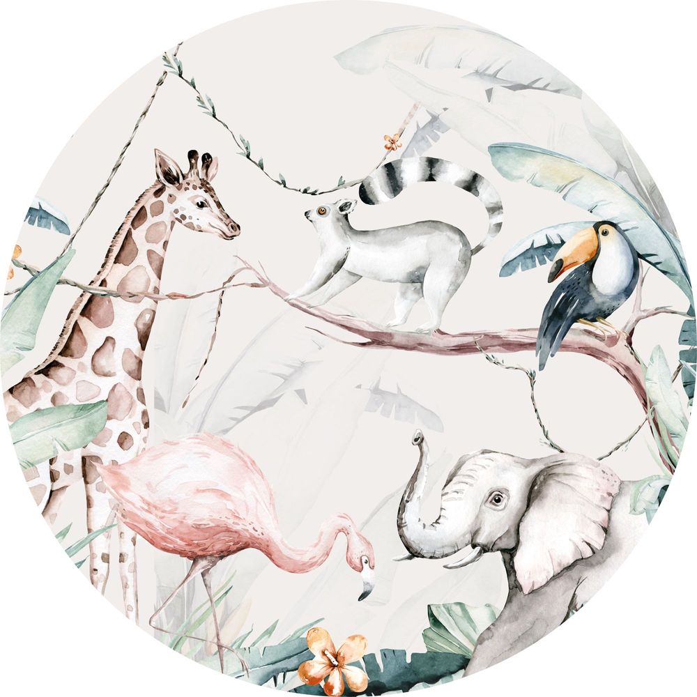 Wallpaper - Jungle Animals Round Wallpaper - EASY D&CO BY HD86