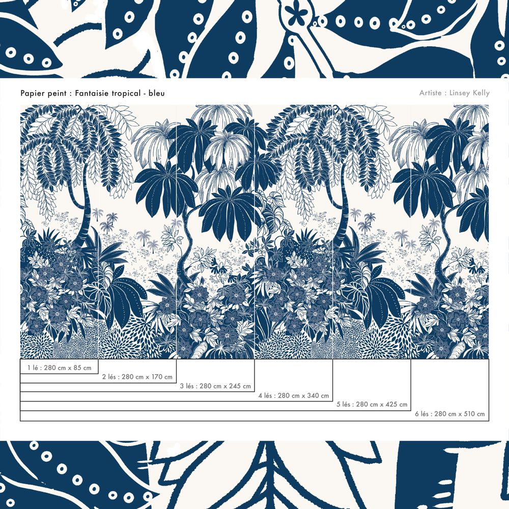 Papiers peints - Papier peint panoramique - Paysage fleuri - Fantaisie tropicale - LA TOUCHE ORIGINALE