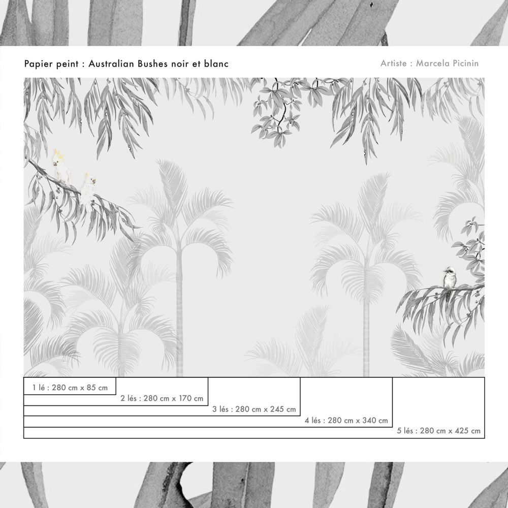 Papiers peints - Papier peint panoramique beige - Paysage tropical et jungle - LA TOUCHE ORIGINALE