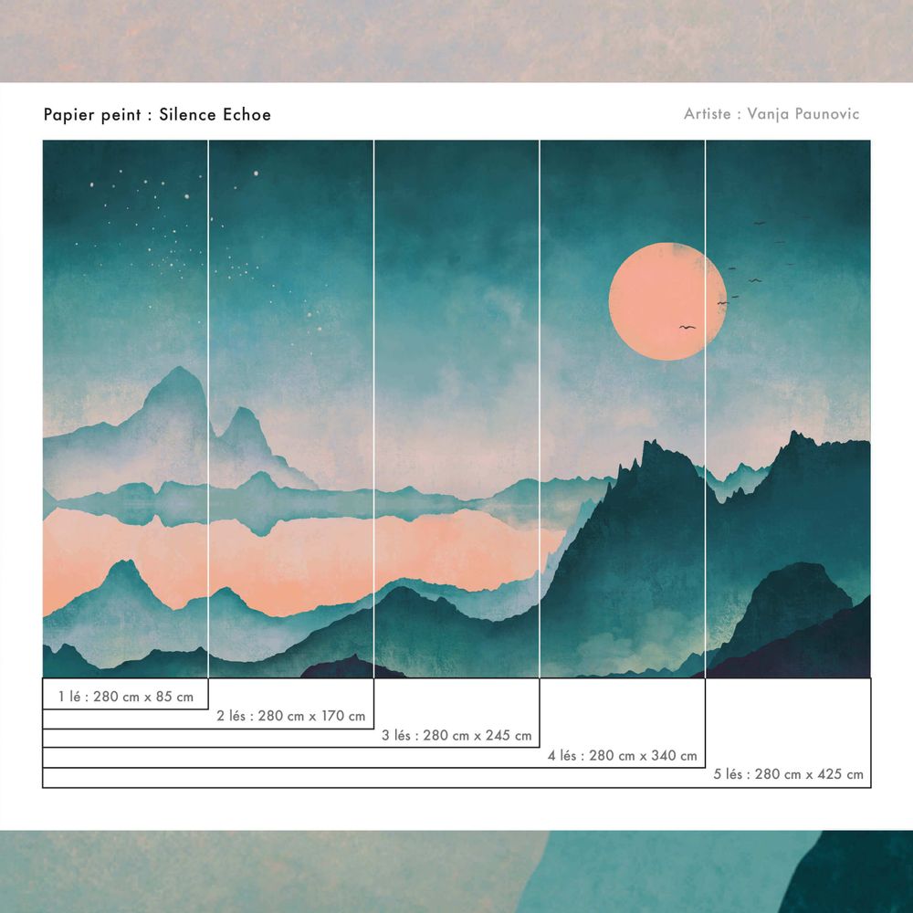Papiers peints - Papier peint panoramique - Paysage de montagnes nuits - Silence Echoe - LA TOUCHE ORIGINALE