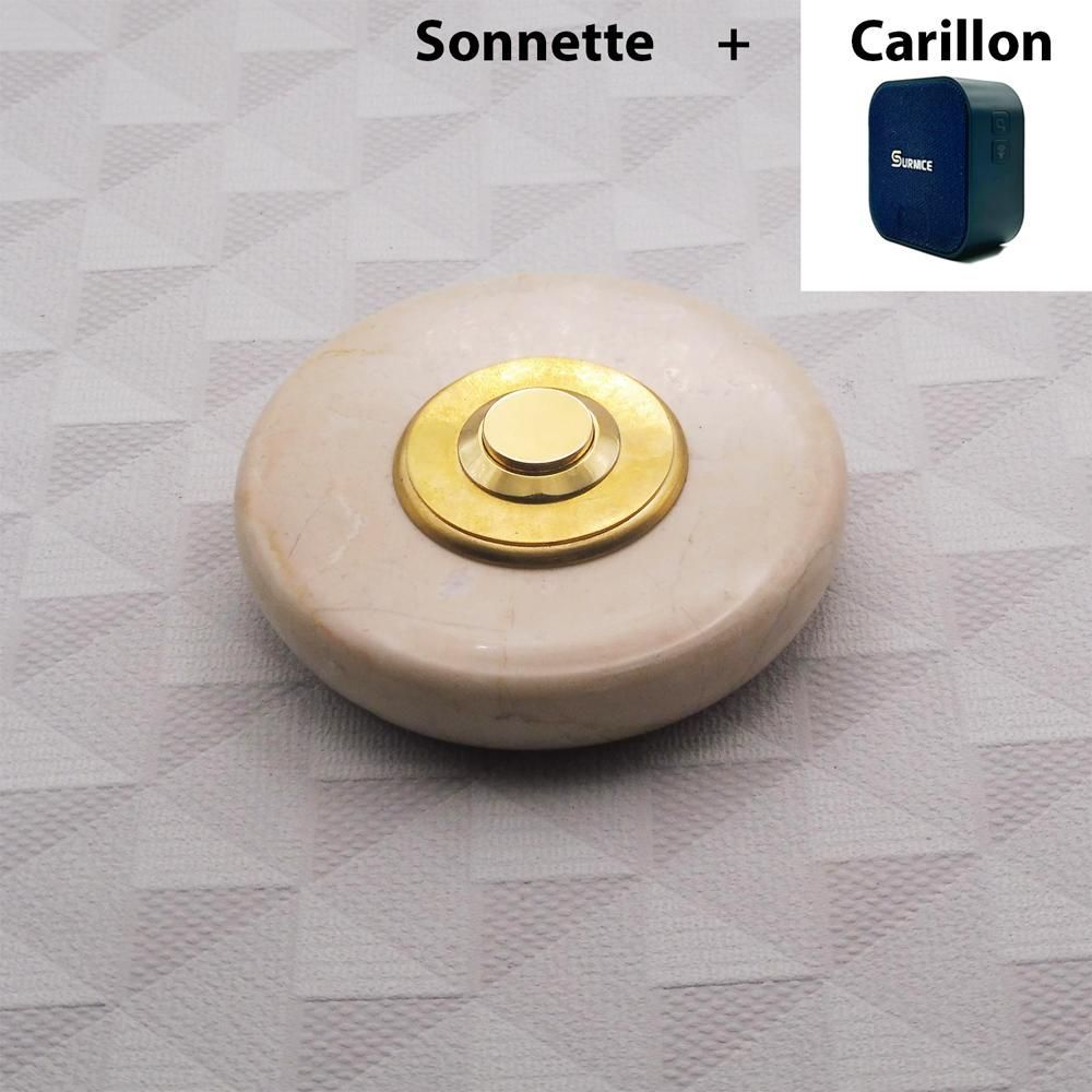 Objets de décoration - Sonnette Marbre Sans Fil Collerette Laiton - LA FÉE SONNETTE