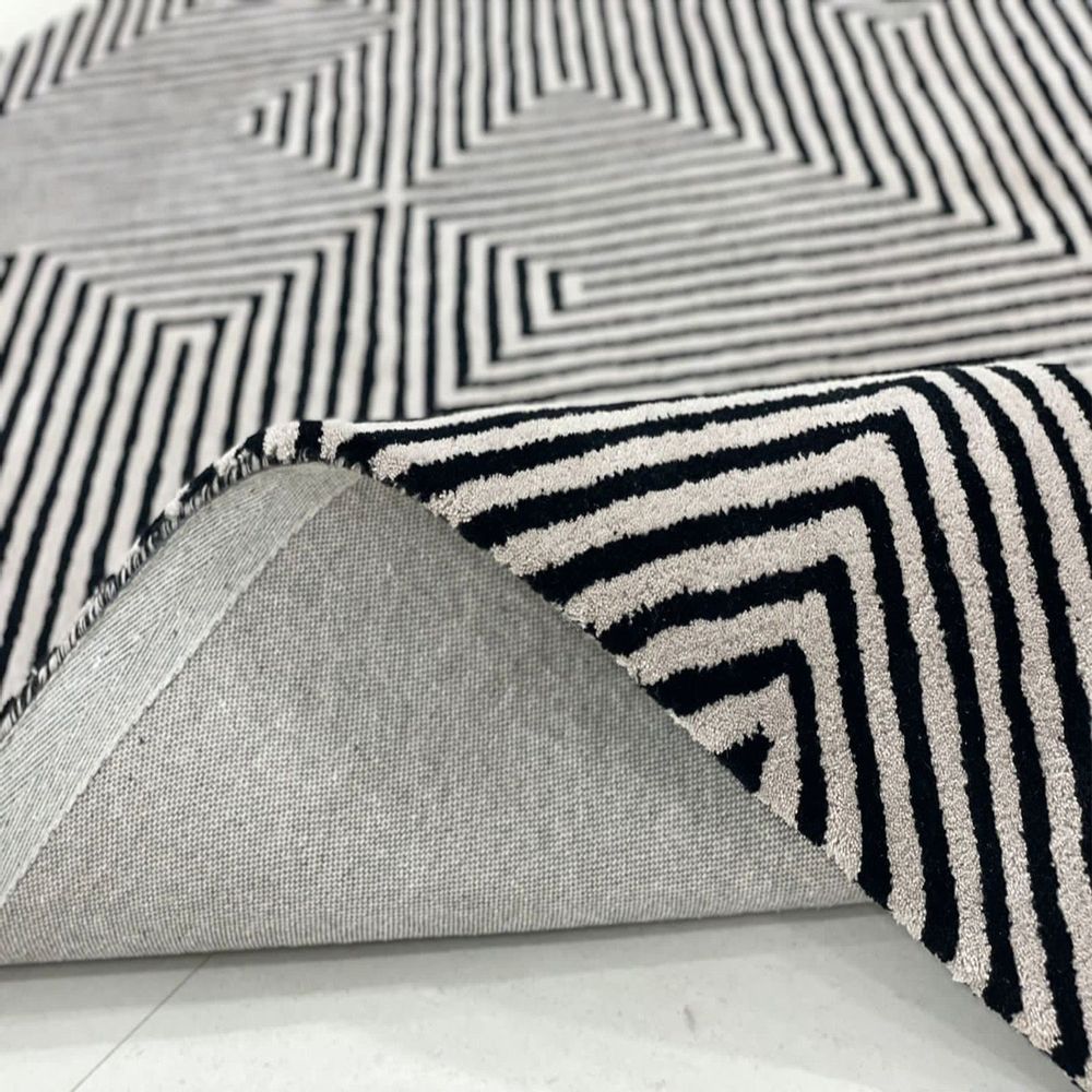 Rugs - HTR 113, NZ Wool Chevron pattern Handtufted Handmade Factory Worldwide Shipping Fireproof For Home, Shop, Interior Decoration, Commercial Projects Customizable in Any Colors Designs Sizes - INDIAN RUG GALLERY