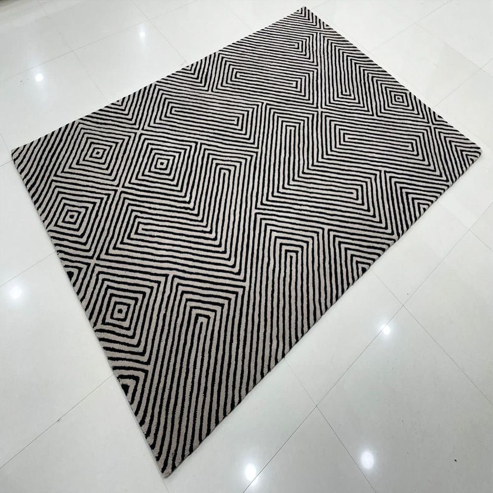 Rugs - HTR 113, NZ Wool Chevron pattern Handtufted Handmade Factory Worldwide Shipping Fireproof For Home, Shop, Interior Decoration, Commercial Projects Customizable in Any Colors Designs Sizes - INDIAN RUG GALLERY