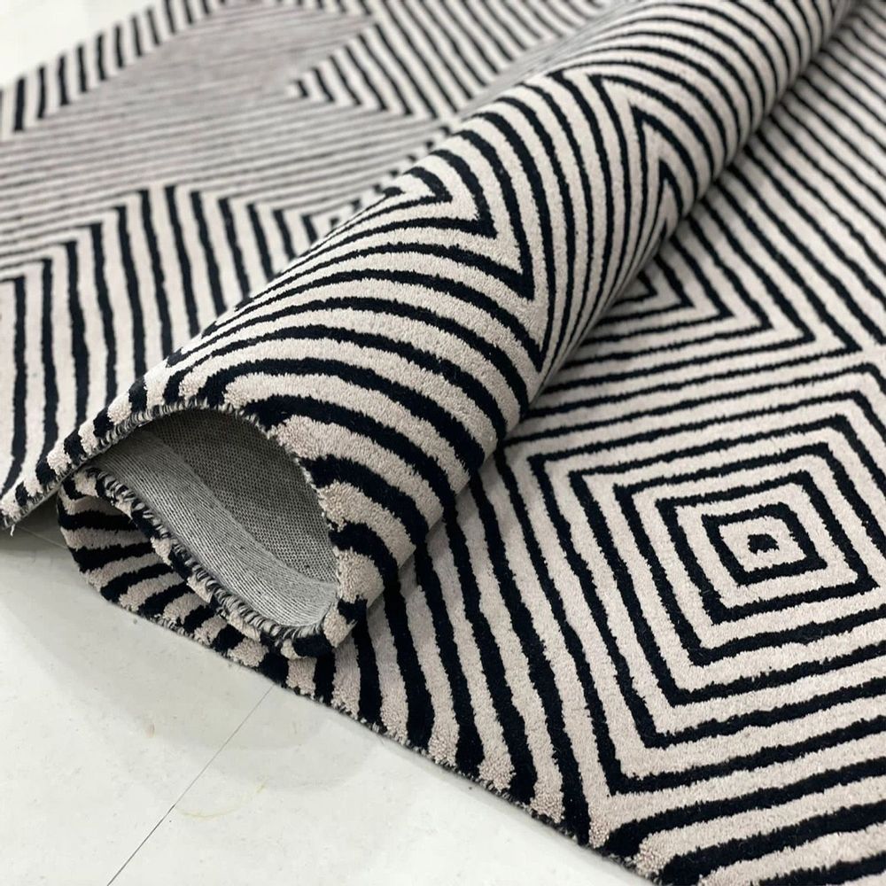 Rugs - HTR 113, NZ Wool Chevron pattern Handtufted Handmade Factory Worldwide Shipping Fireproof For Home, Shop, Interior Decoration, Commercial Projects Customizable in Any Colors Designs Sizes - INDIAN RUG GALLERY